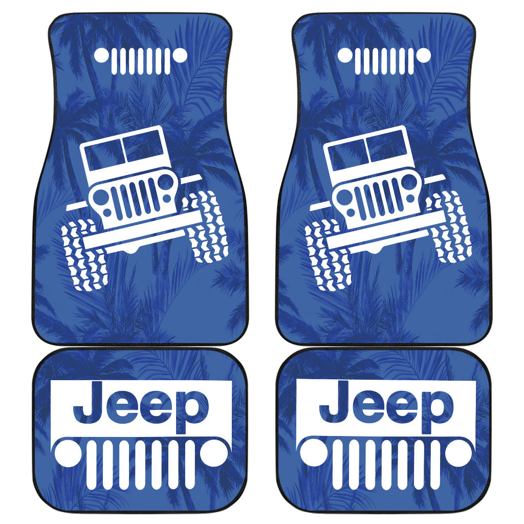 Jeep Offroad Blue White Beach Palms Style Car Floor Mats