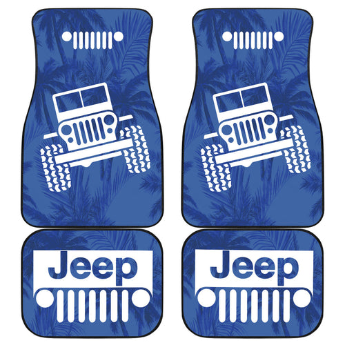 Jeep Offroad Blue White Beach Palms Style Car Floor Mats