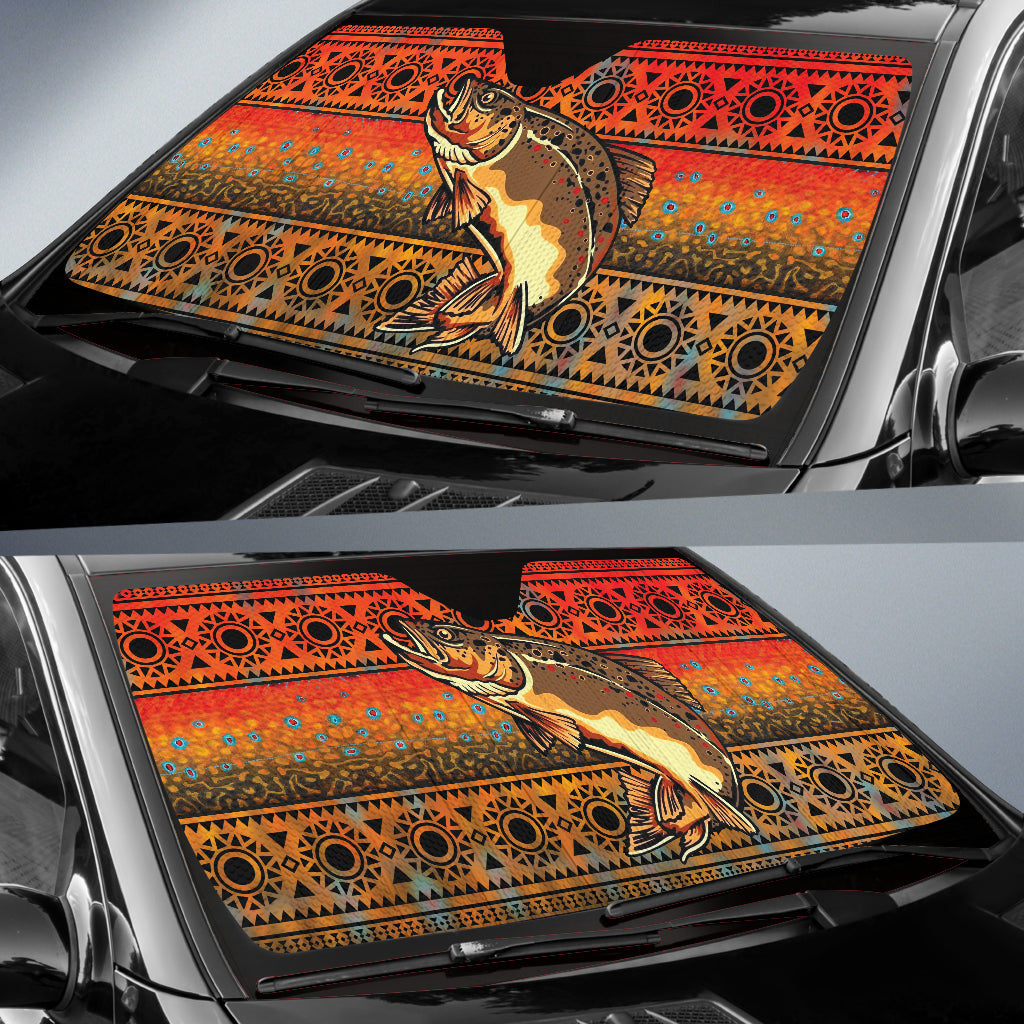 Trout Fish Brown Printing Car Auto Sun Shades