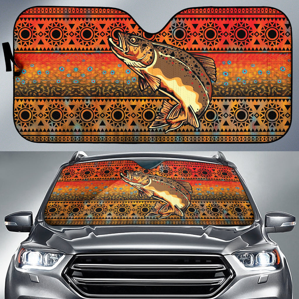 Trout Fish Brown Printing Car Auto Sun Shades