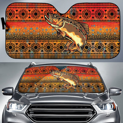 Trout Fish Brown Printing Car Auto Sun Shades