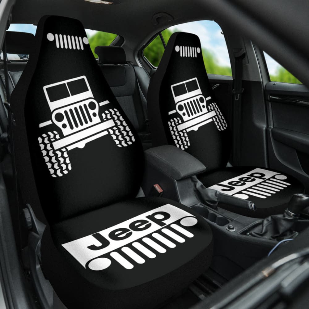 Jeep Offroad Wobble White Black Car Seat Covers Custom