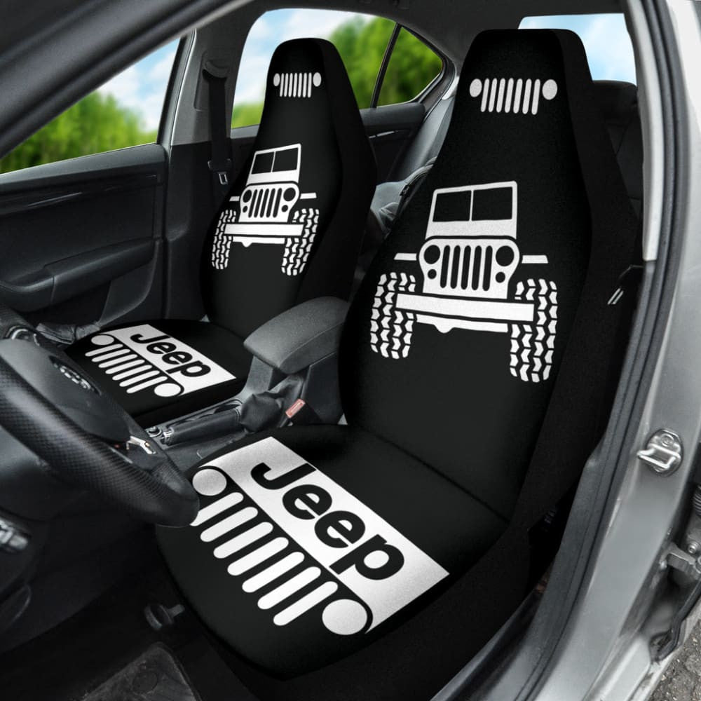 Jeep Offroad Wobble White Black Car Seat Covers Custom
