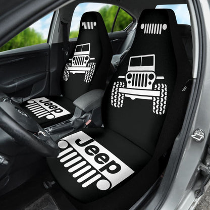 Jeep Offroad Wobble White Black Car Seat Covers Custom