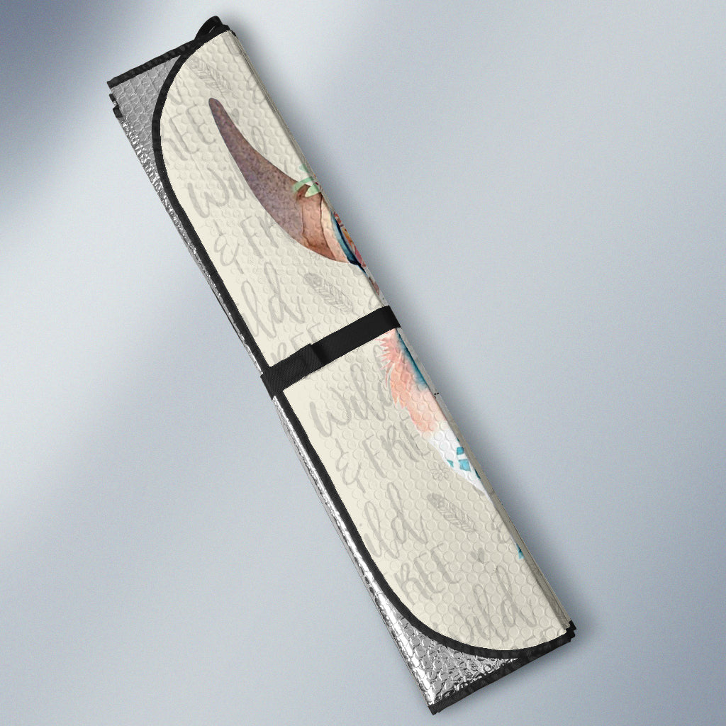 Wild And Free Dark Tan Boho Cow Skull Car Auto Sun Shades