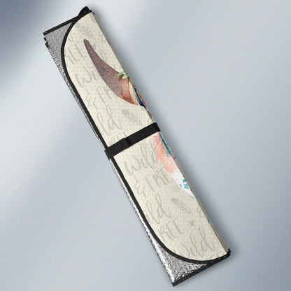 Wild And Free Dark Tan Boho Cow Skull Car Auto Sun Shades