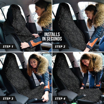 Black Paisley Pattern Car Seat Covers