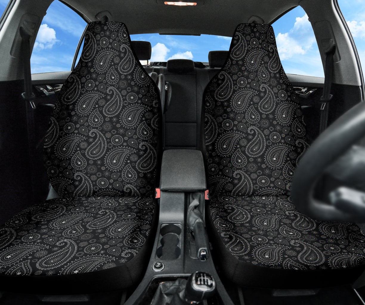 Black Paisley Pattern Car Seat Covers