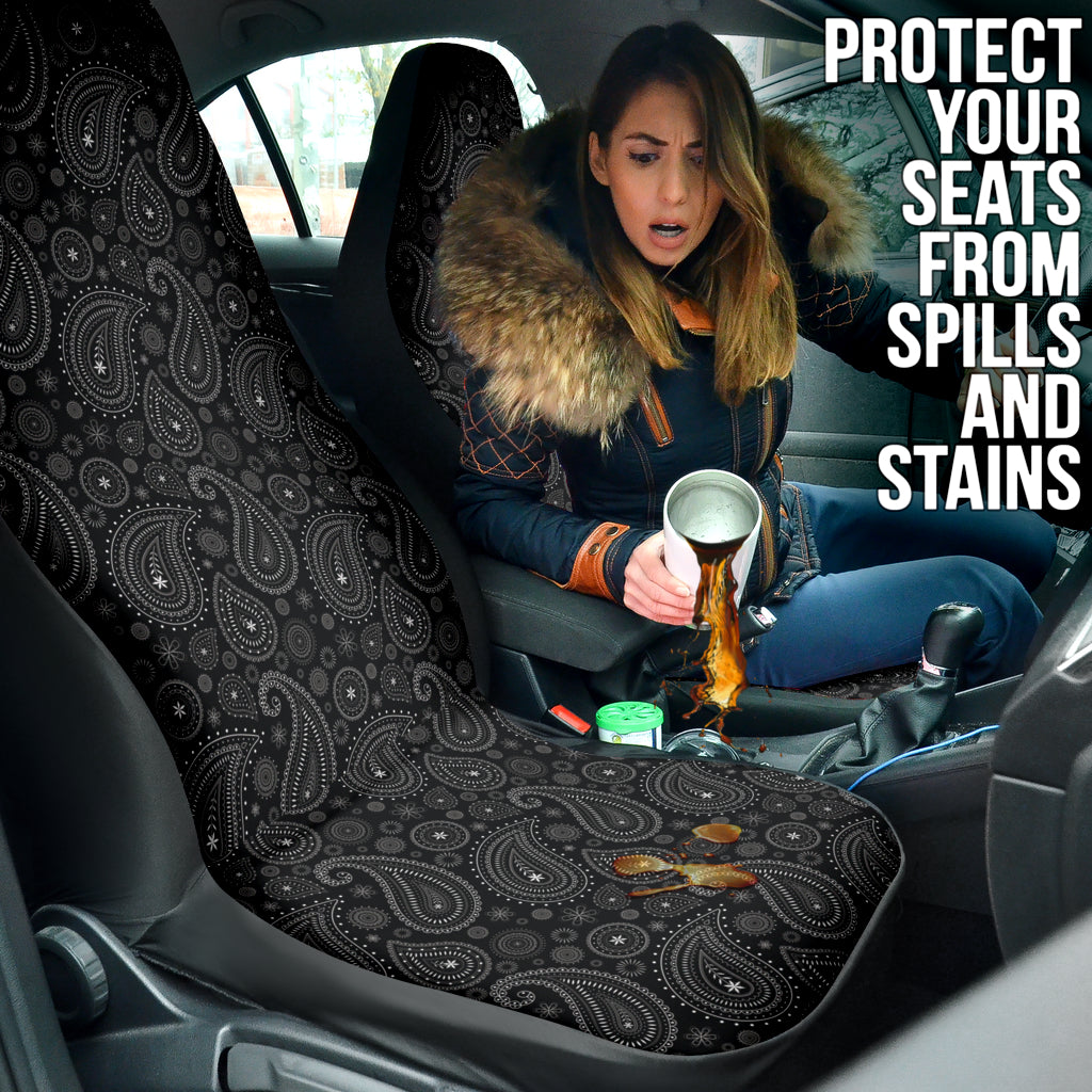 Black Paisley Pattern Car Seat Covers