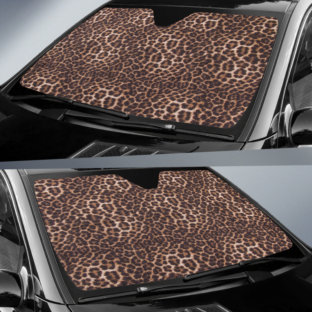 Leopard Brown Skin Car Auto Sun Shades