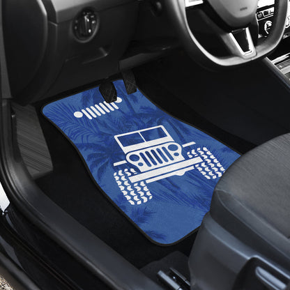 Jeep Offroad Blue White Beach Palms Style Car Floor Mats