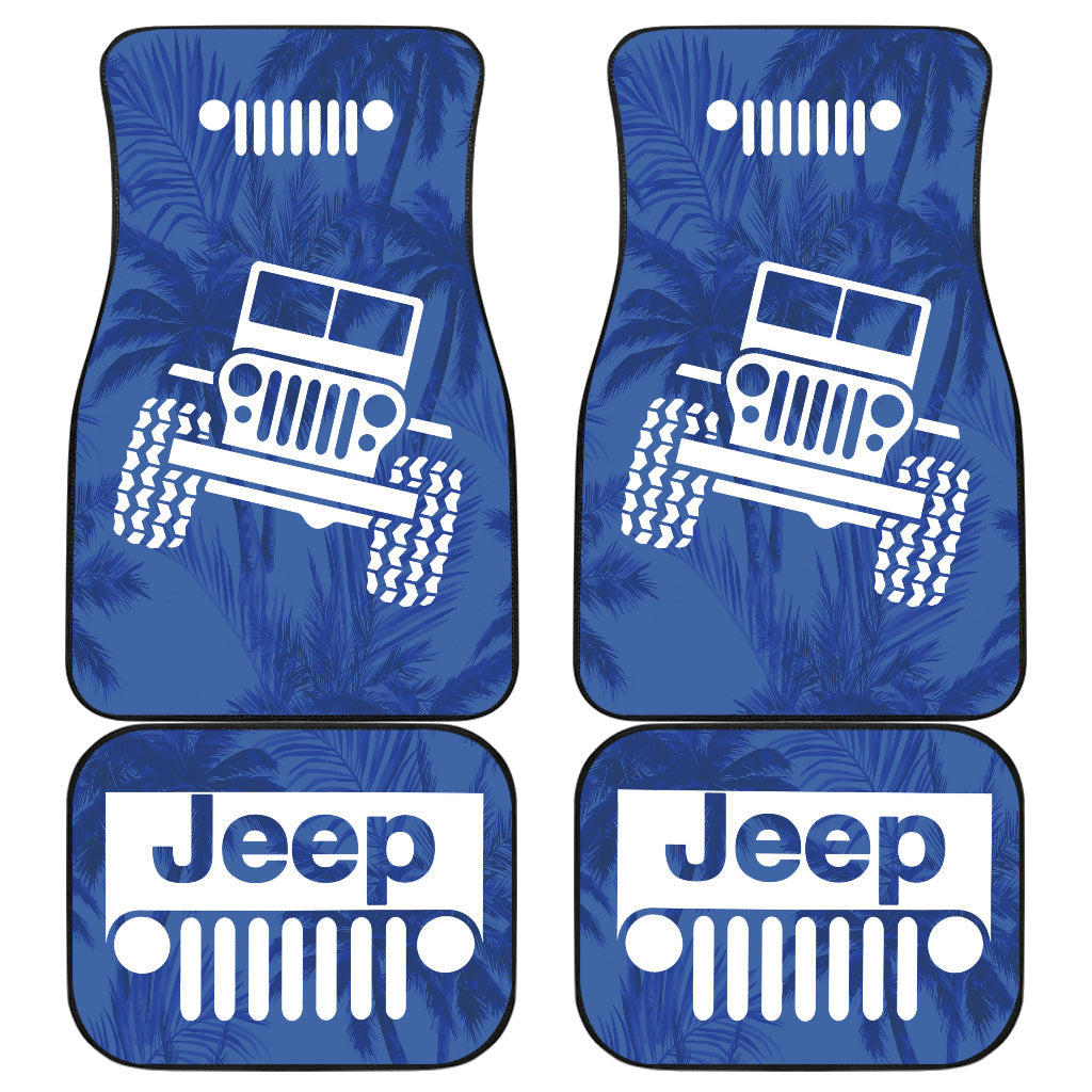 Jeep Offroad Blue White Beach Palms Style Car Floor Mats