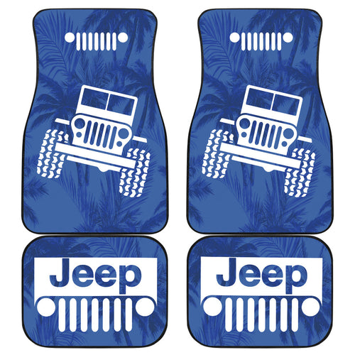 Jeep Offroad Blue White Beach Palms Style Car Floor Mats