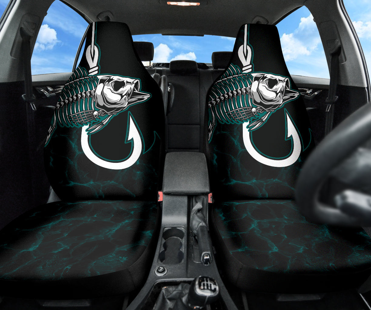 Fish Bone Fishing Hook Car Seat Covers