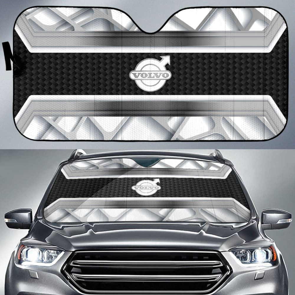 Amazing Volvo White Black Themed Printed Car Auto Sun Shades
