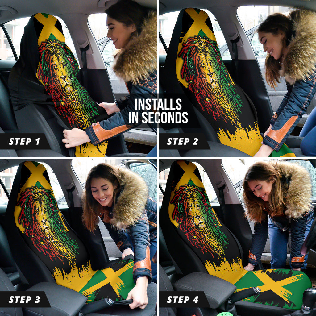 Jamaica Lion Flag Grunge Car Seat Covers