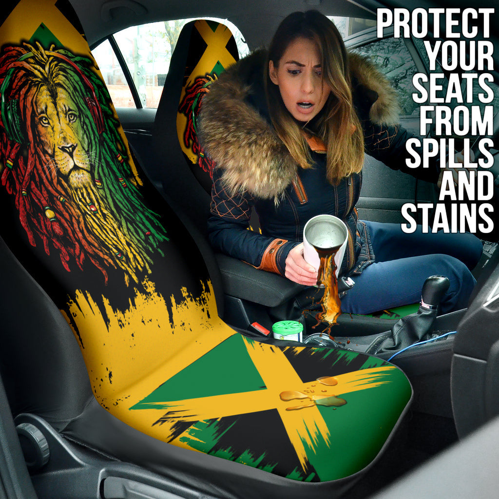 Jamaica Lion Flag Grunge Car Seat Covers