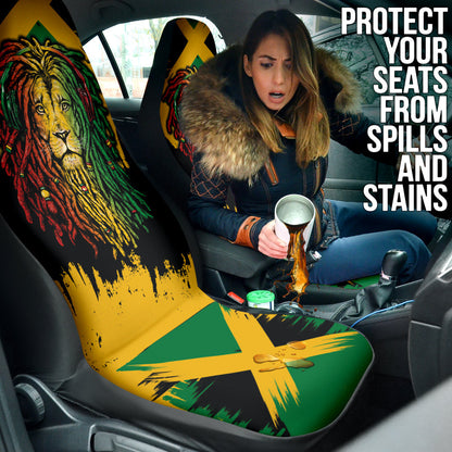 Jamaica Lion Flag Grunge Car Seat Covers