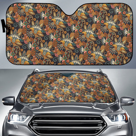 Vintage Color Paisley Pattern Car Auto Sun Shades