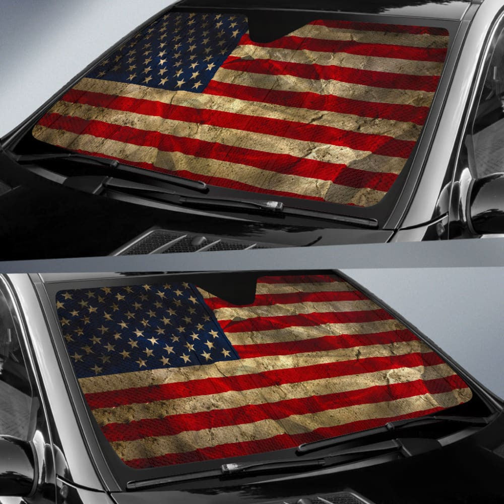 Amazing Aged American Flag Car Auto Sun Shades