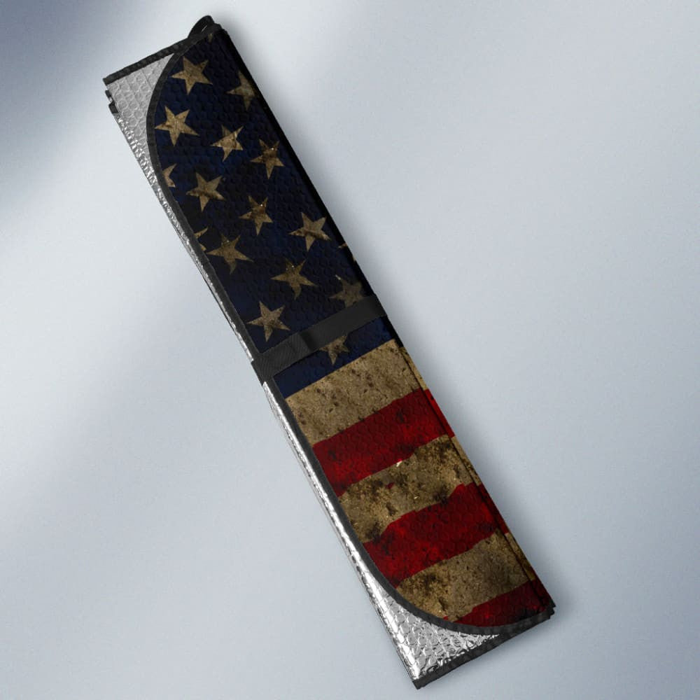 Amazing Aged American Flag Car Auto Sun Shades