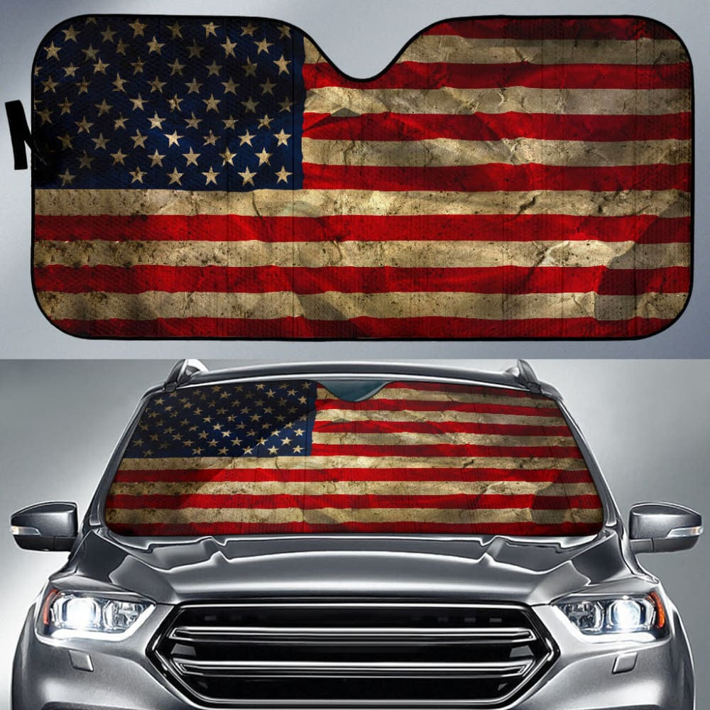 Amazing Aged American Flag Car Auto Sun Shades