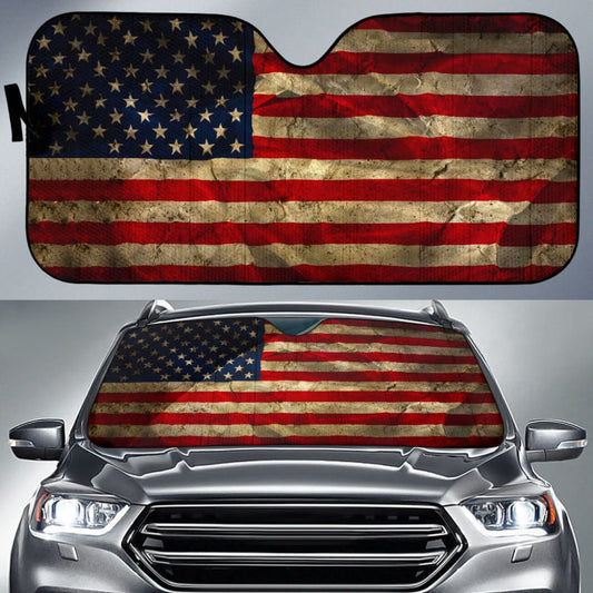 Amazing Aged American Flag Car Auto Sun Shades