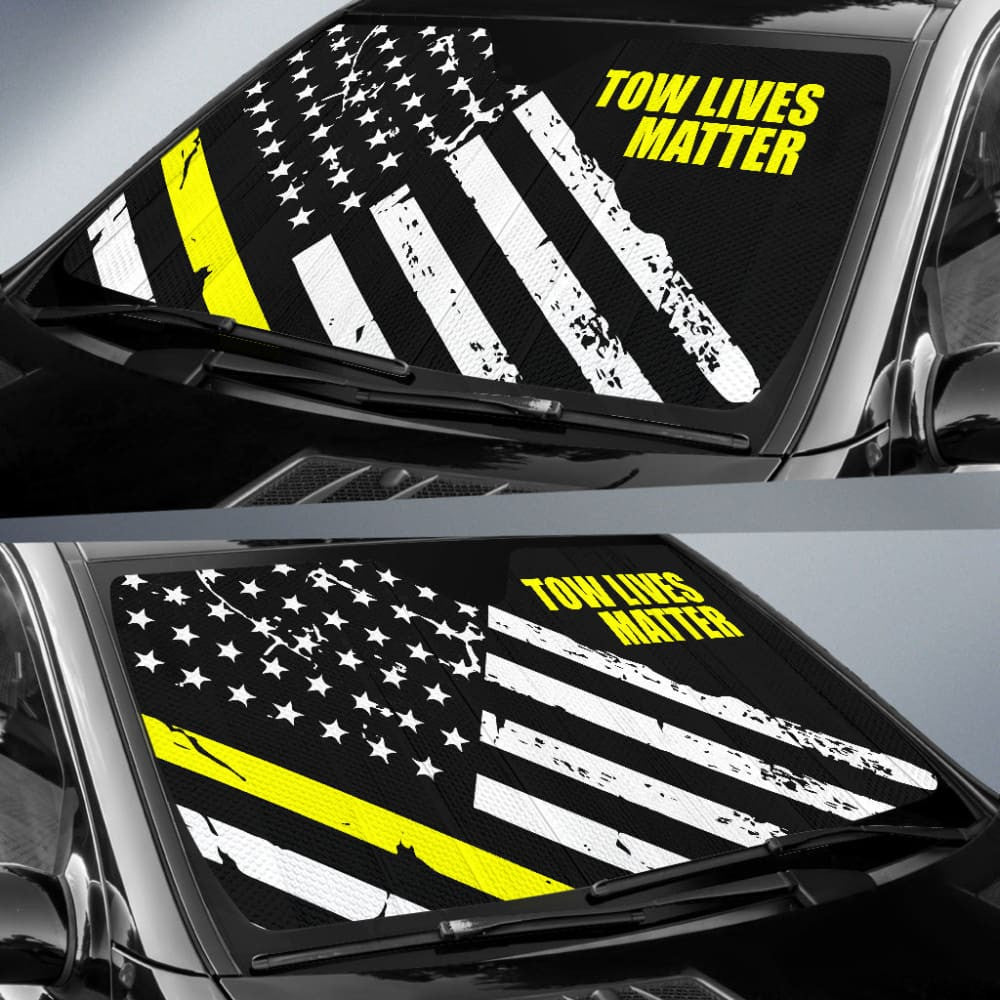 Thin Yellow Line Tow Lives Matter Car Auto Sun Shades