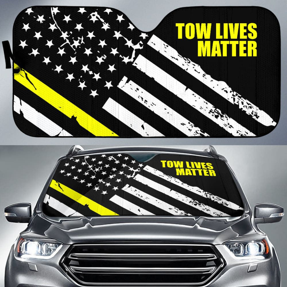Thin Yellow Line Tow Lives Matter Car Auto Sun Shades
