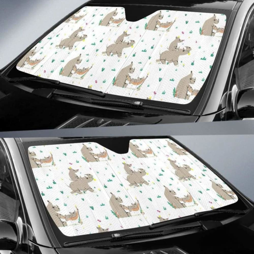 Cute Rhino Pattern Background Car Auto Sun Shades