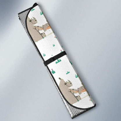 Cute Rhino Pattern Background Car Auto Sun Shades