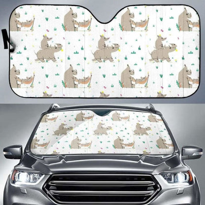 Cute Rhino Pattern Background Car Auto Sun Shades