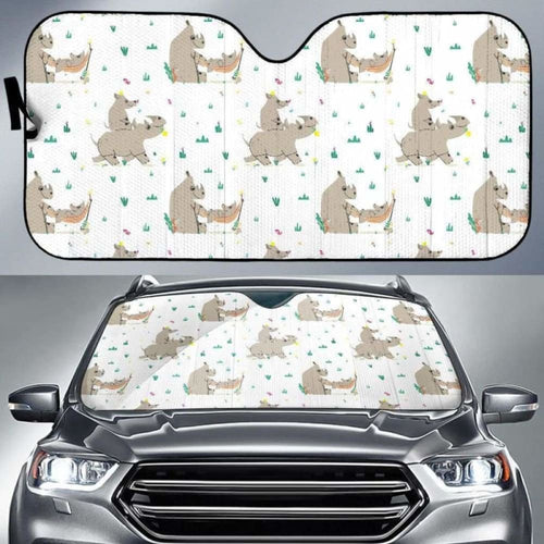 Cute Rhino Pattern Background Car Auto Sun Shades