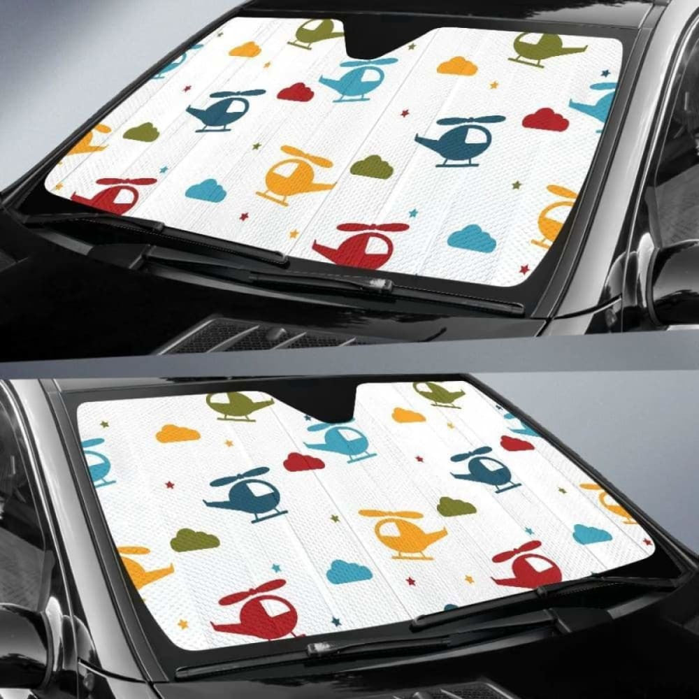 Colorful Helicopter Pattern Car Auto Sun Shades