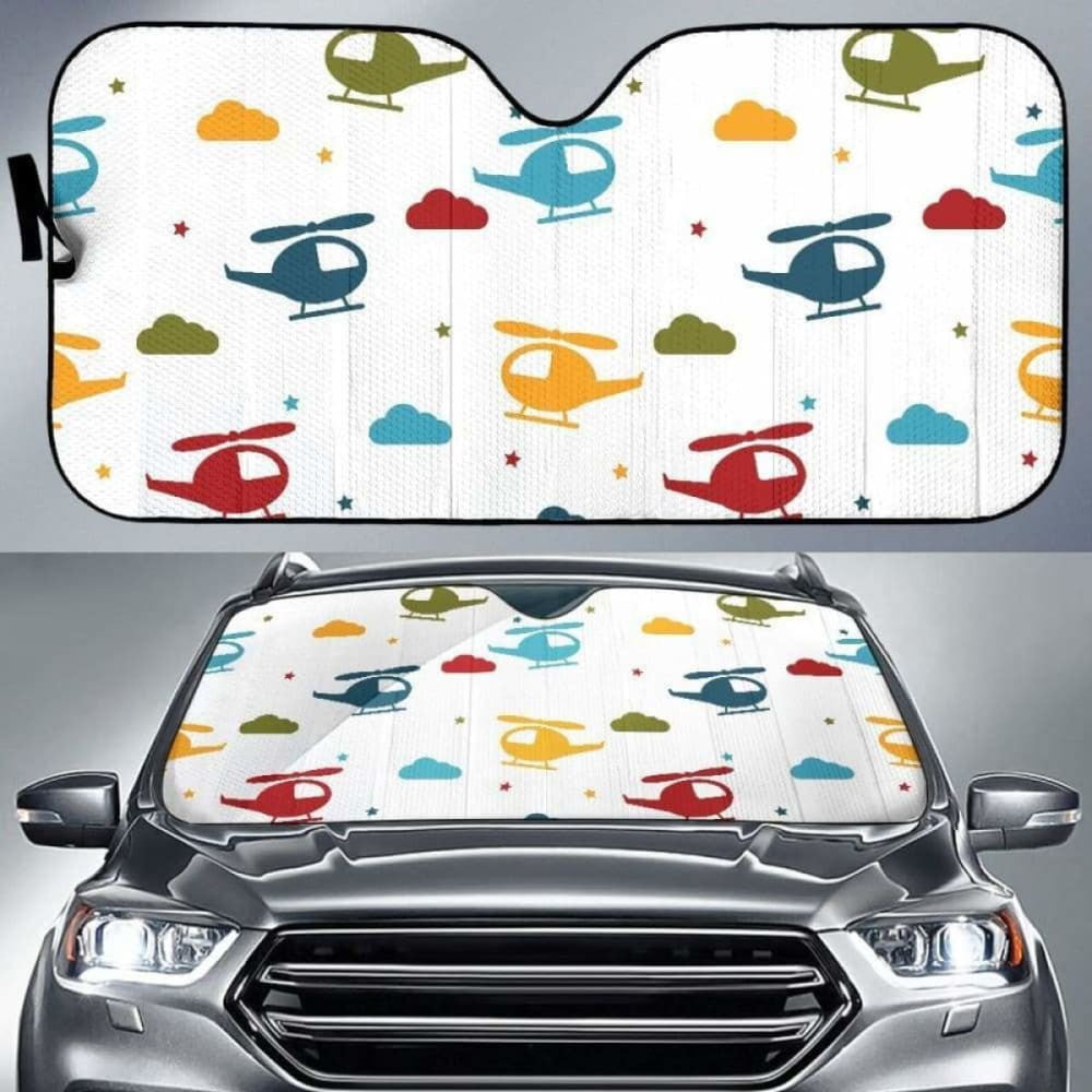 Colorful Helicopter Pattern Car Auto Sun Shades