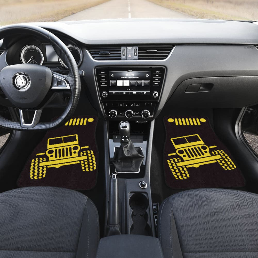 Yellow Black Jeep Offroad Car Floor Mats Custom