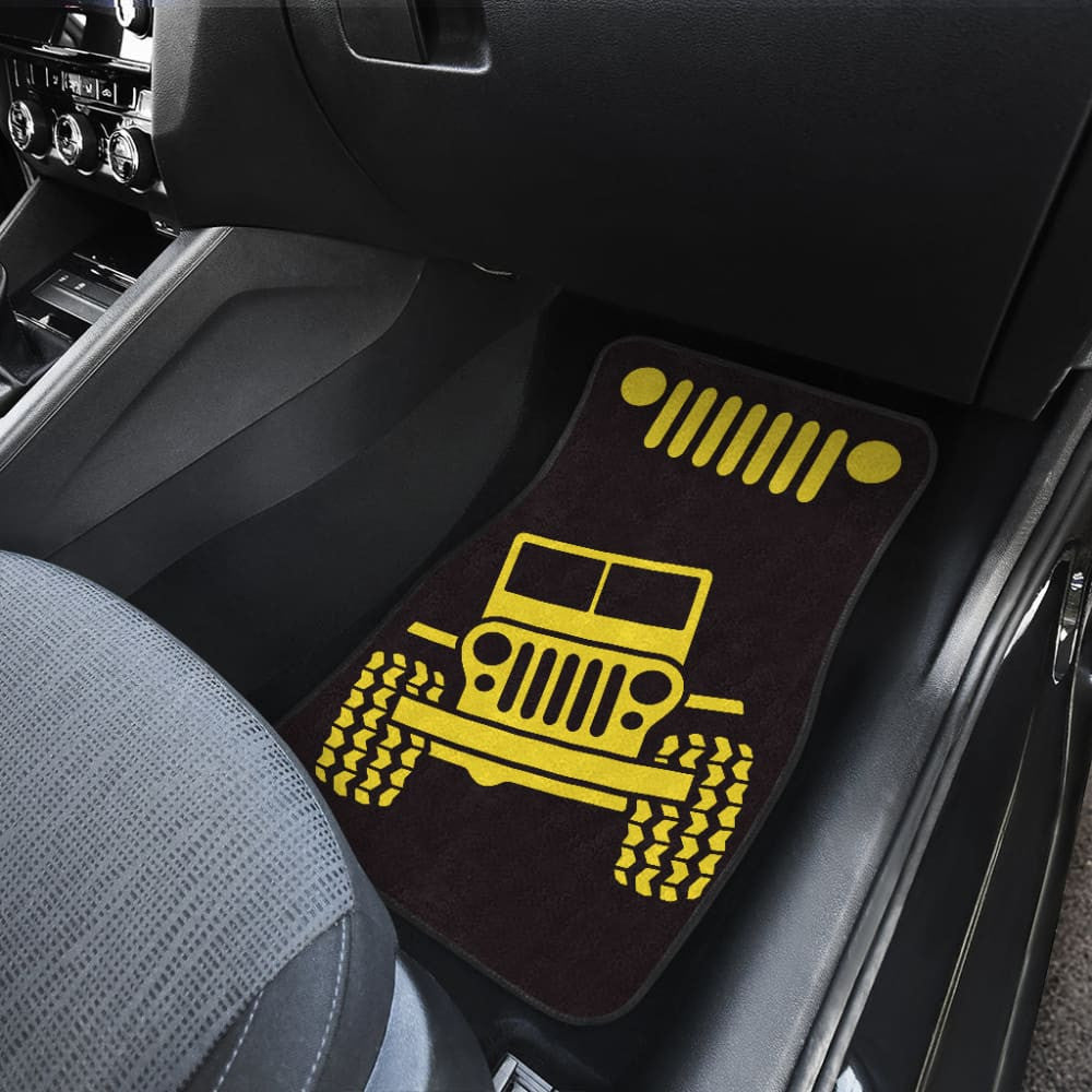 Yellow Black Jeep Offroad Car Floor Mats Custom