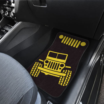 Yellow Black Jeep Offroad Car Floor Mats Custom