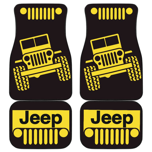 Yellow Black Jeep Offroad Car Floor Mats Custom
