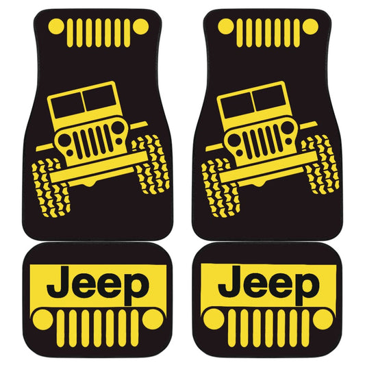Yellow Black Jeep Offroad Car Floor Mats Custom