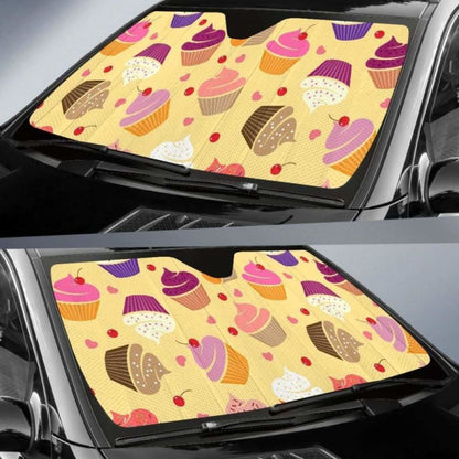 Cake Cupcake Heart Cherry Pattern Car Auto Sun Shades
