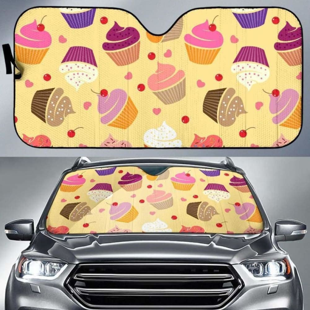 Cake Cupcake Heart Cherry Pattern Car Auto Sun Shades