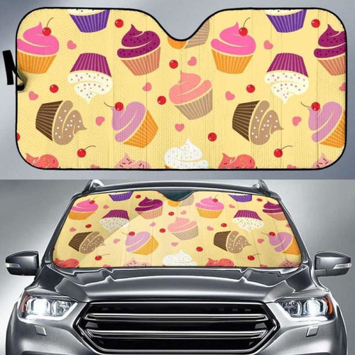Cake Cupcake Heart Cherry Pattern Car Auto Sun Shades