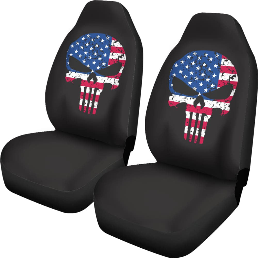 Punisher Skull American Flag Car Seat Covers