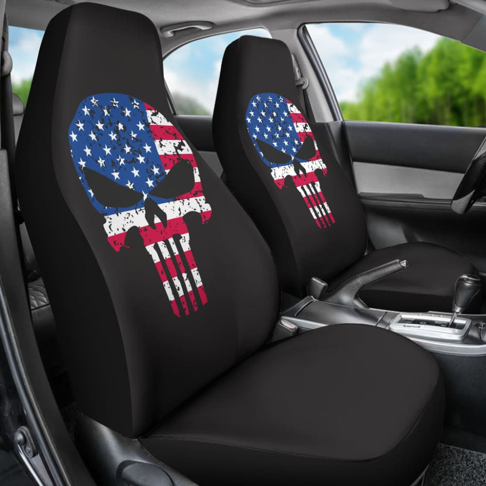 Punisher Skull American Flag Car Seat Covers