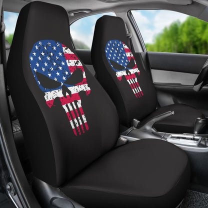 Punisher Skull American Flag Car Seat Covers