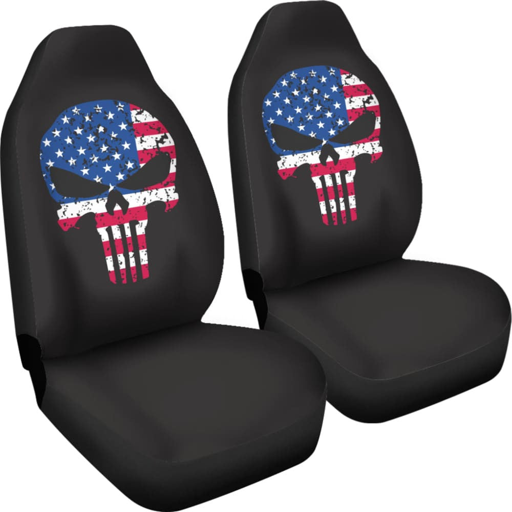 Punisher Skull American Flag Car Seat Covers