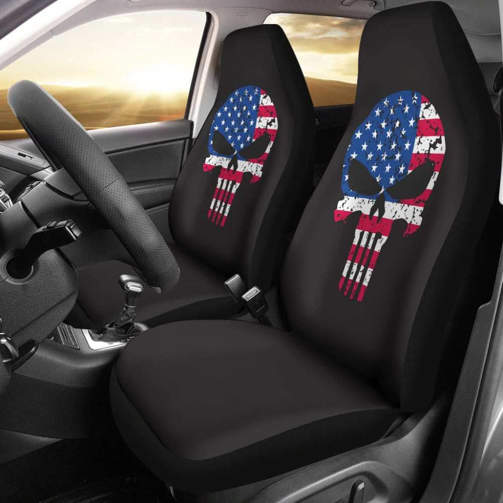 Punisher Skull American Flag Car Seat Covers