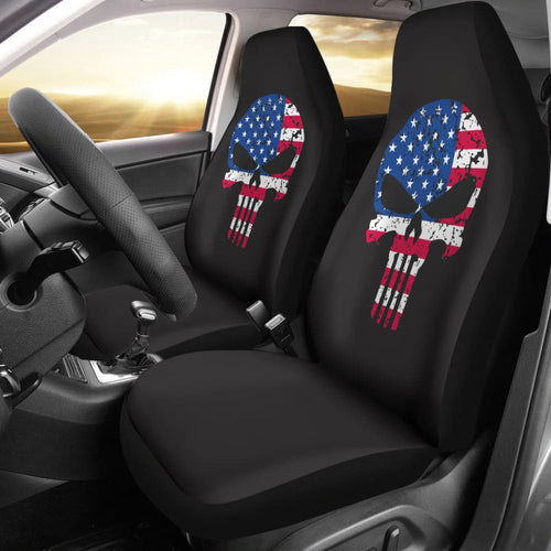 Punisher Skull American Flag Car Seat Covers