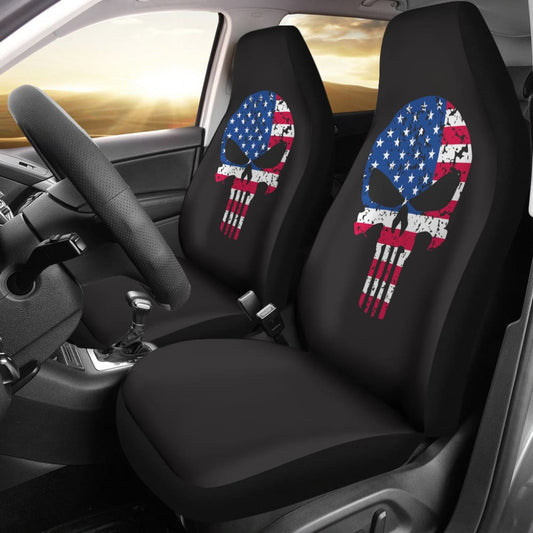 Punisher Skull American Flag Car Seat Covers